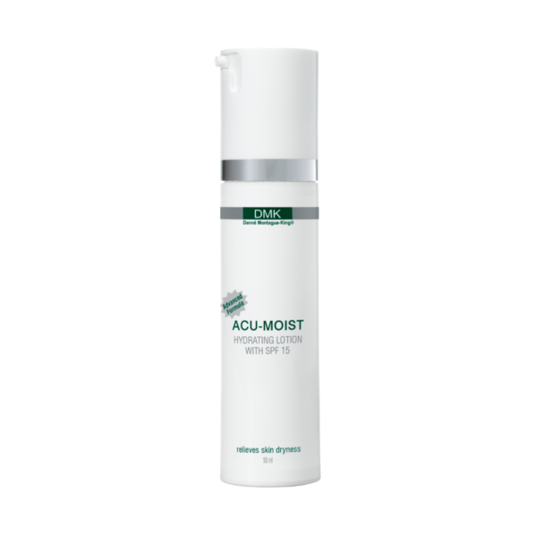 DMK Acu-Moist hydrating lotion with SPF15 relieves skin dryness and is available from the Be Beautiful online store.